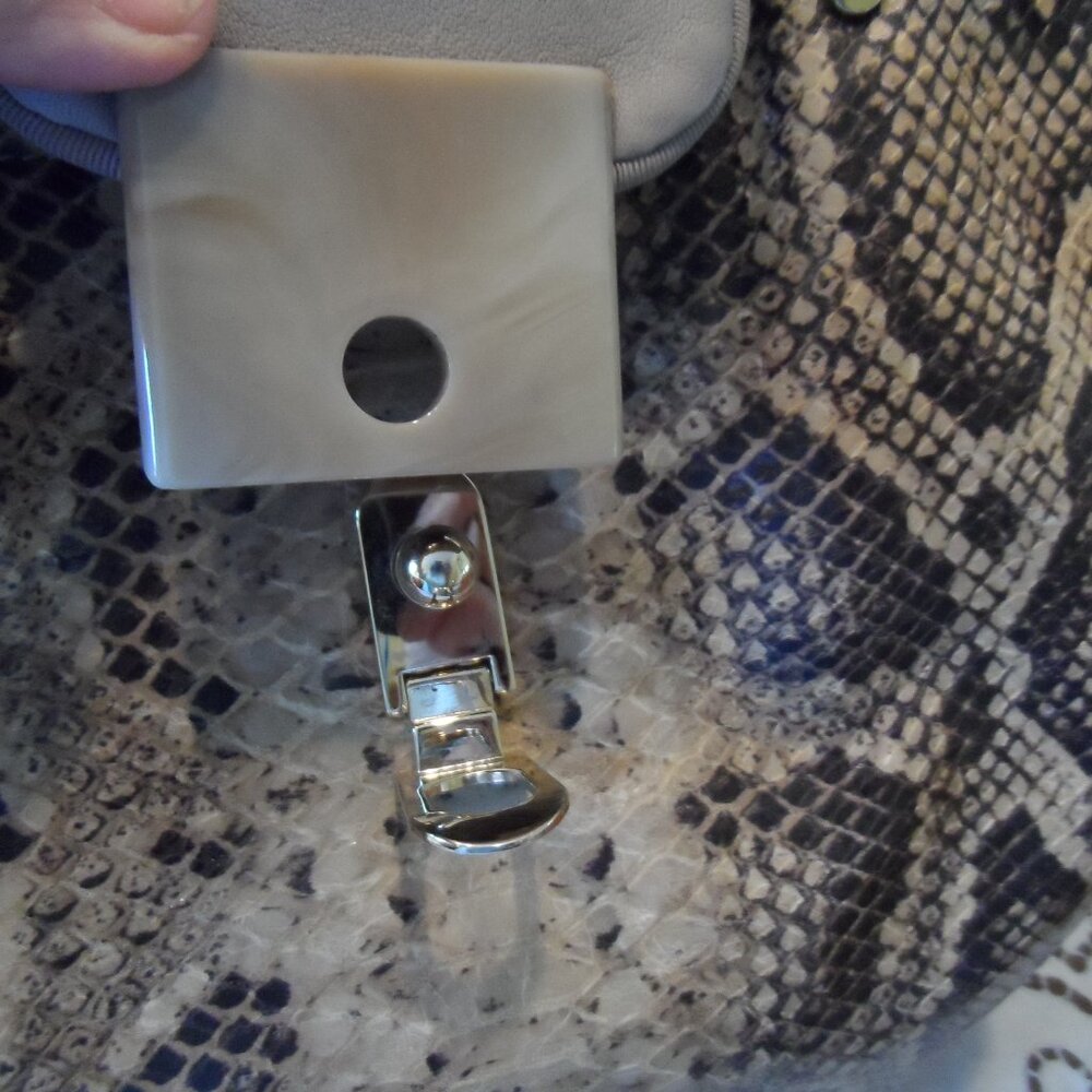 Lanvin Taupe/Beige Python Embosed Lamb Leather To… - image 6